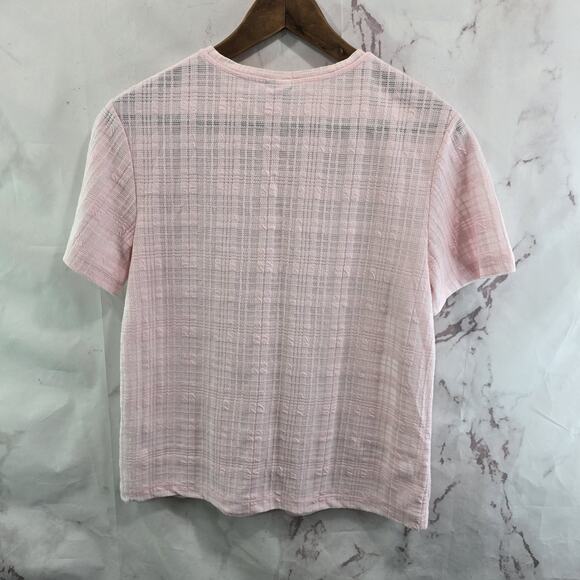 & Other Stories Shirt Womens 4 6 Small Light Pink Plaid Short Sleeve Sheer - Picture 5 of 11